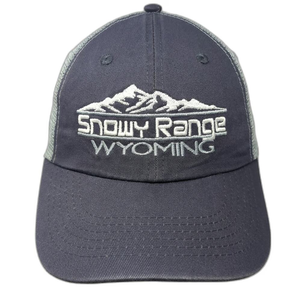 Adams Trucker Hat Gray One Size Mesh Back Snapback Snowy Range Wyoming Mountain